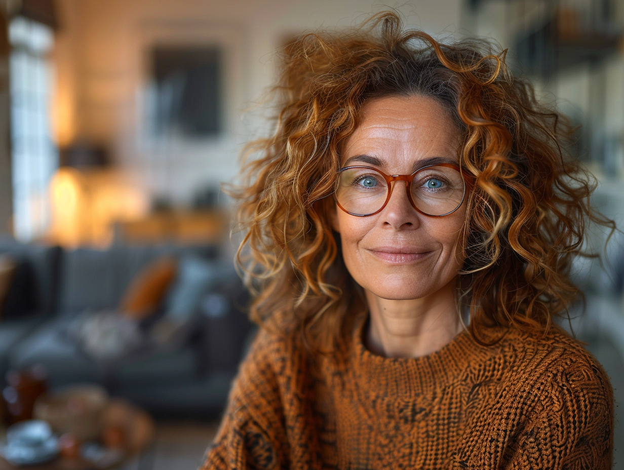 femme 50 ans lunettes cheveux épais